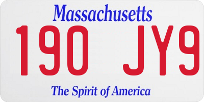 MA license plate 190JY9