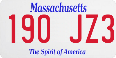 MA license plate 190JZ3