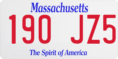 MA license plate 190JZ5
