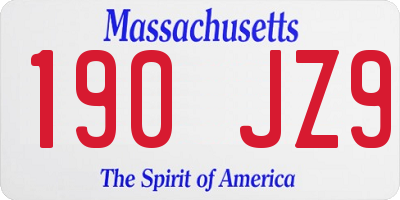 MA license plate 190JZ9