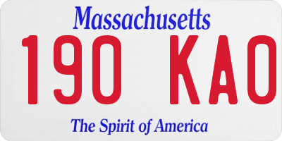 MA license plate 190KA0