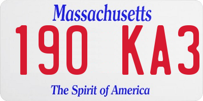 MA license plate 190KA3