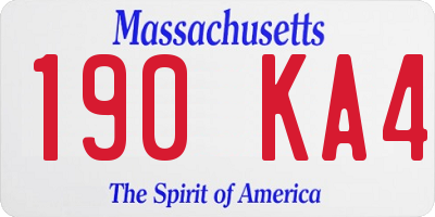 MA license plate 190KA4