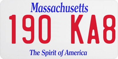 MA license plate 190KA8