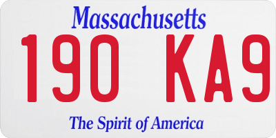 MA license plate 190KA9