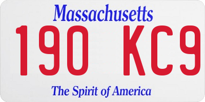 MA license plate 190KC9