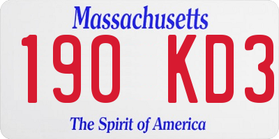 MA license plate 190KD3