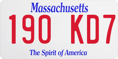 MA license plate 190KD7