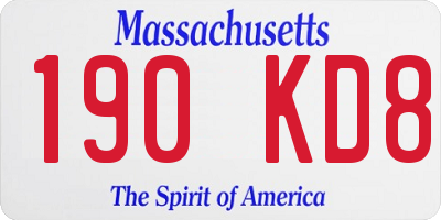 MA license plate 190KD8