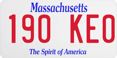 MA license plate 190KE0