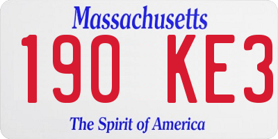 MA license plate 190KE3