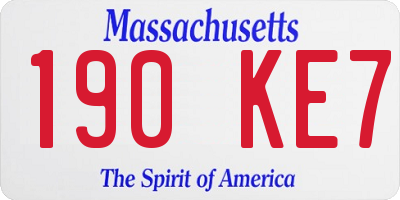 MA license plate 190KE7