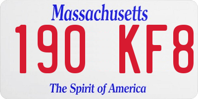 MA license plate 190KF8