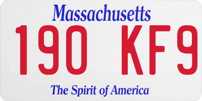 MA license plate 190KF9