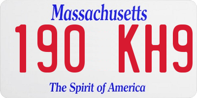 MA license plate 190KH9