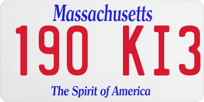 MA license plate 190KI3