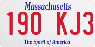 MA license plate 190KJ3
