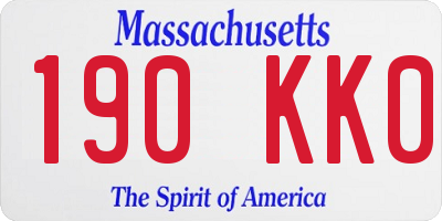 MA license plate 190KK0