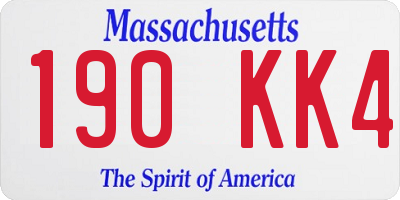 MA license plate 190KK4