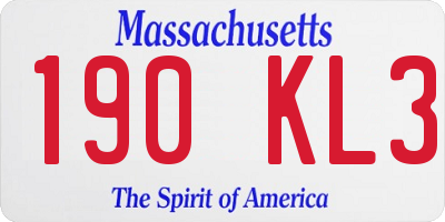 MA license plate 190KL3