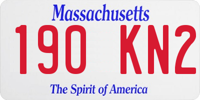 MA license plate 190KN2
