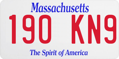 MA license plate 190KN9