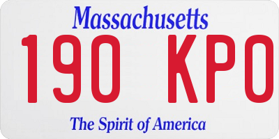 MA license plate 190KP0