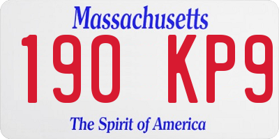 MA license plate 190KP9