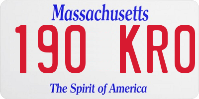 MA license plate 190KR0