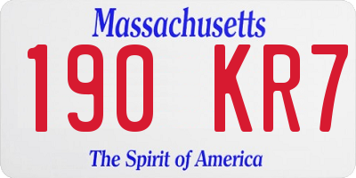 MA license plate 190KR7