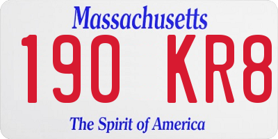 MA license plate 190KR8