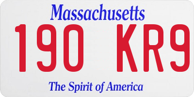 MA license plate 190KR9