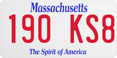 MA license plate 190KS8