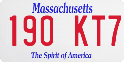MA license plate 190KT7