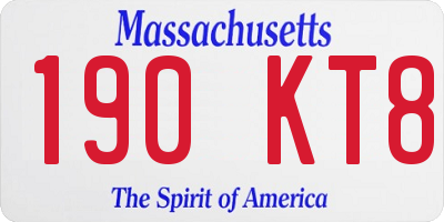 MA license plate 190KT8