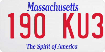MA license plate 190KU3