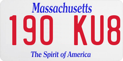 MA license plate 190KU8
