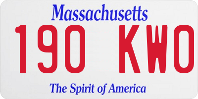 MA license plate 190KW0