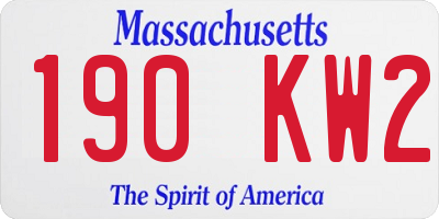 MA license plate 190KW2