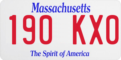 MA license plate 190KX0