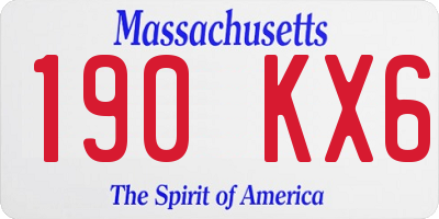 MA license plate 190KX6