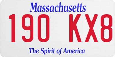 MA license plate 190KX8
