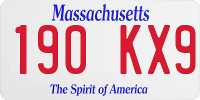 MA license plate 190KX9
