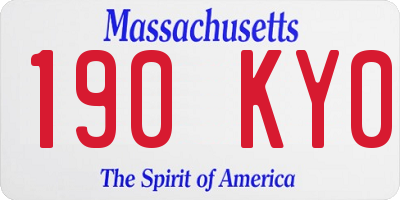 MA license plate 190KY0