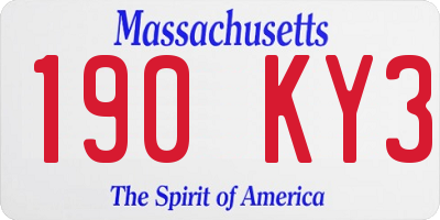 MA license plate 190KY3