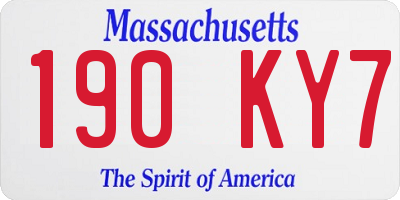 MA license plate 190KY7