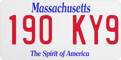 MA license plate 190KY9