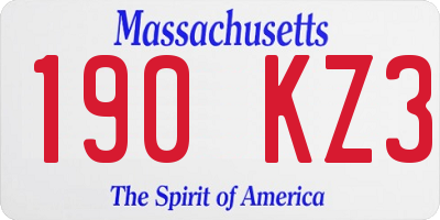 MA license plate 190KZ3