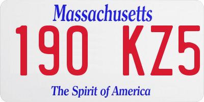 MA license plate 190KZ5