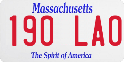 MA license plate 190LA0
